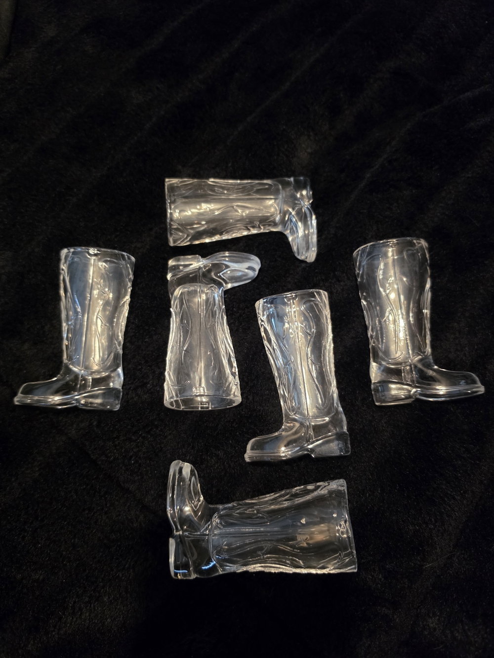 Vintage Glass Cowboy Boot Shot Glasses Set of 6 Western Aesthetic Bar Cart